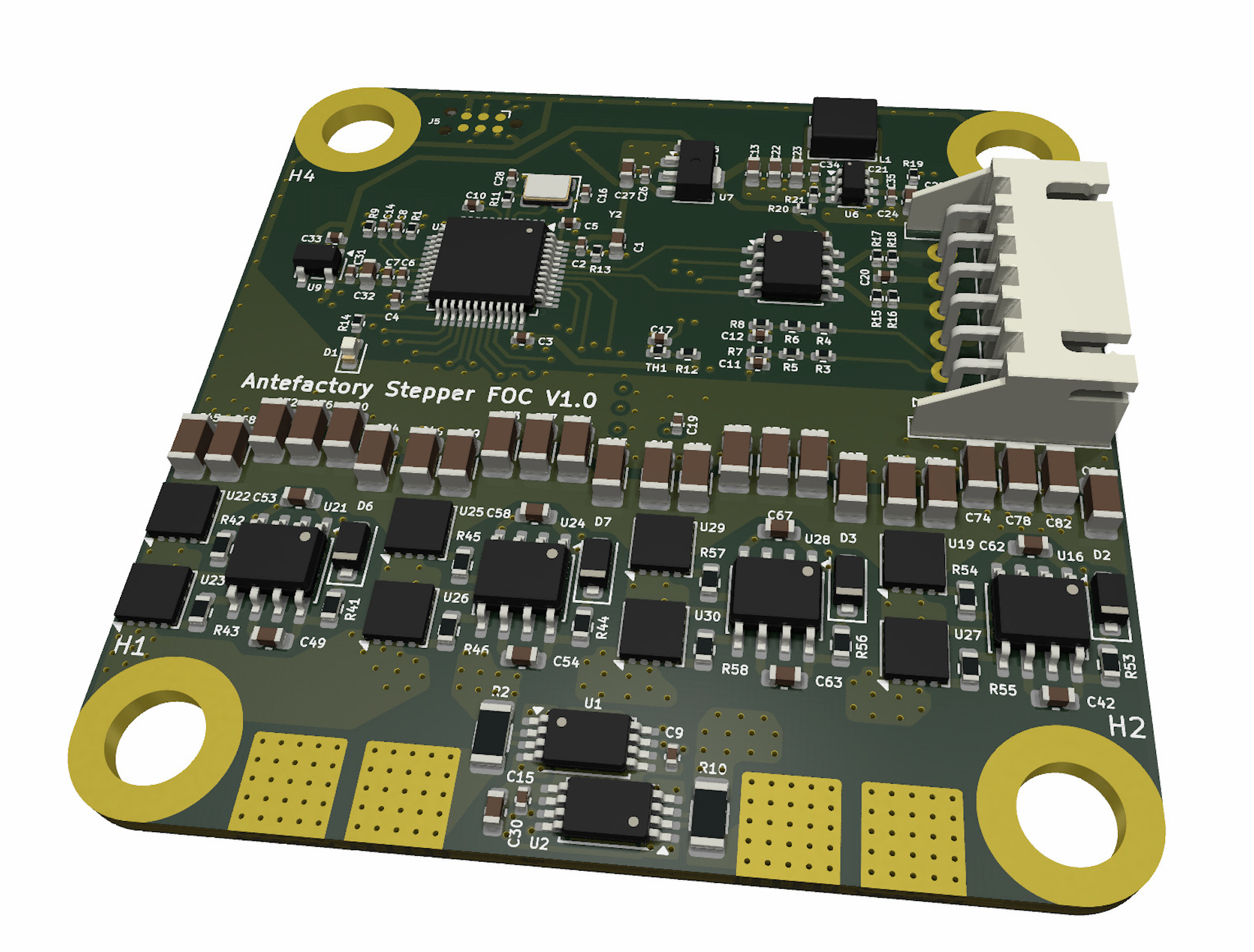 FOC Stepper Motor Controller PCB Render